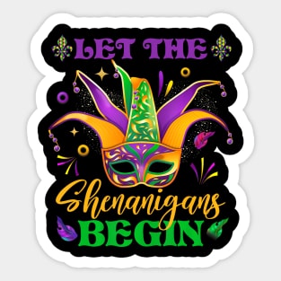 Cute Mardi Gras Mask Let The Shenanigans Begin Men Women Sticker